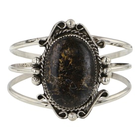 Gilbert Nez Navajo Blackjack Turquoise Bracelet