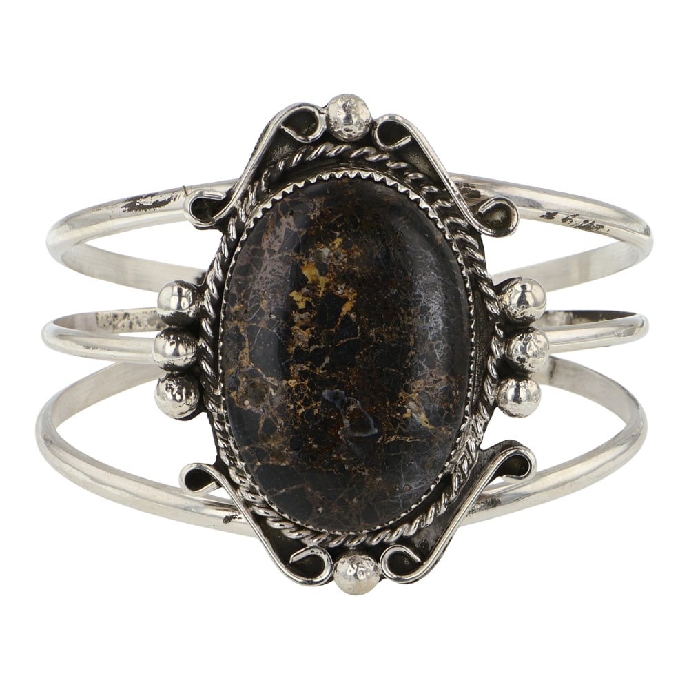 Gilbert Nez Navajo Blackjack Turquoise Bracelet (1 of 3)