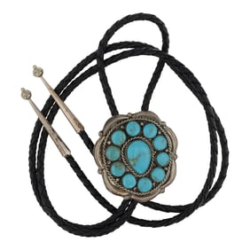 Vintage Navajo Nevada Turquoise Bolo Tie