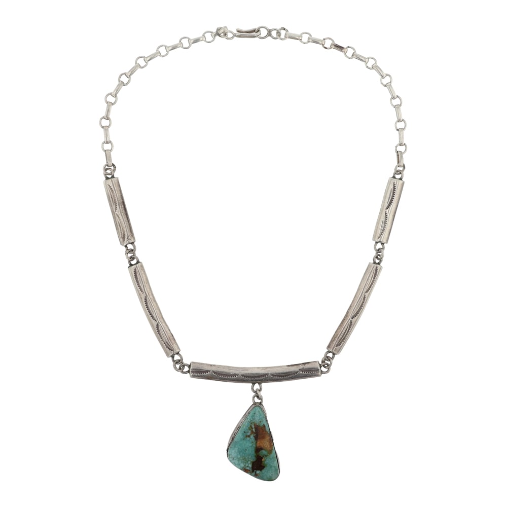 Vintage Navajo Royston Turquoise Choker Necklace: Sterling Silver | Genuine Royston Turquoise | Vintage Navajo Royston Turquoise Choker Necklace | Navajo Native American Southwest Indian Jewelry | Good (no breaks or damages) | Approximate Weight: 40