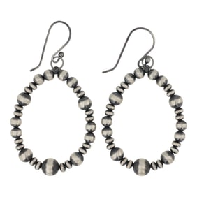 Navajo Oxidized Beads Hoop Earrings