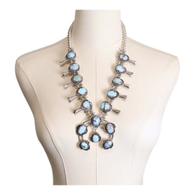 Gilbert Nez Navajo Golden Hills Turquoise Squash Blossom Necklace