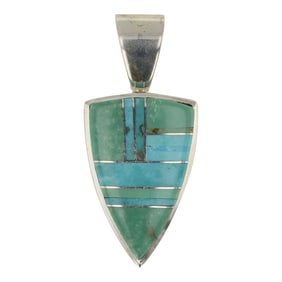 Navajo Nevada Turquoise Inlay Pendant