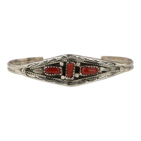 Navajo Mediterranean Coral Bracelet