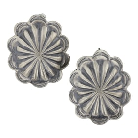 Navajo Plain Silver Concho Earrings