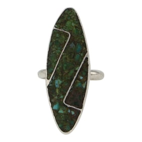 Vintage Navajo Turquoise Chip Inlay Ring
