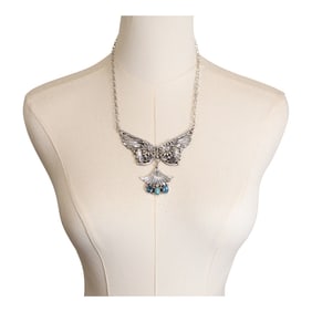 Navajo Turquoise & Synthetic Topaz Butterfly Necklace