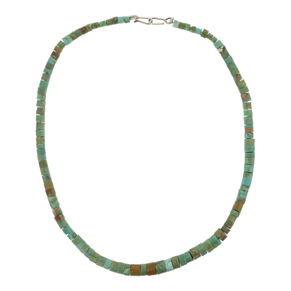 Vintage Navajo Nevada Turquoise Heishi Choker Necklace: Sterling Silver | Genuine Nevada Turquoise | Vintage Navajo Nevada Turquoise Heishi Choker Necklace | Navajo Native American Southwest Indian Jewelry | Good (no breaks or damages) | Approximate Weight