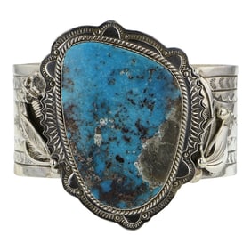 Joe Piaso Navajo Ithaca Peak Turquoise Large Cuff Bracelet