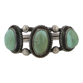Vintage Navajo Royston Turquoise Three Stone Ring