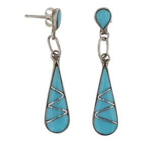 Zuni Turquoise Inlay Earrings