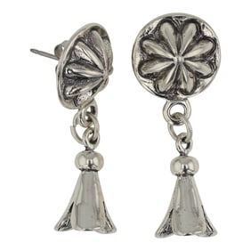 Navajo Plain Silver Blossom Earrings
