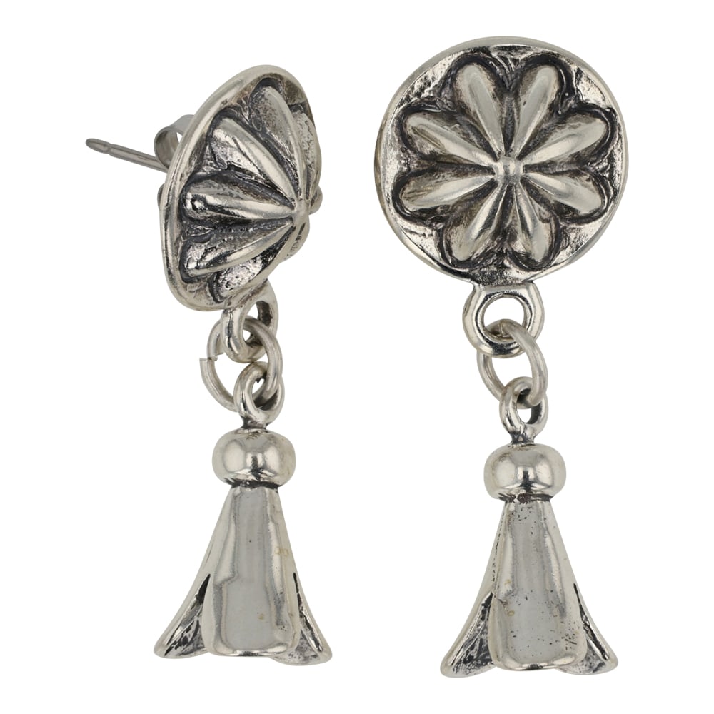 Navajo Plain Silver Blossom Earrings (1 of 2)