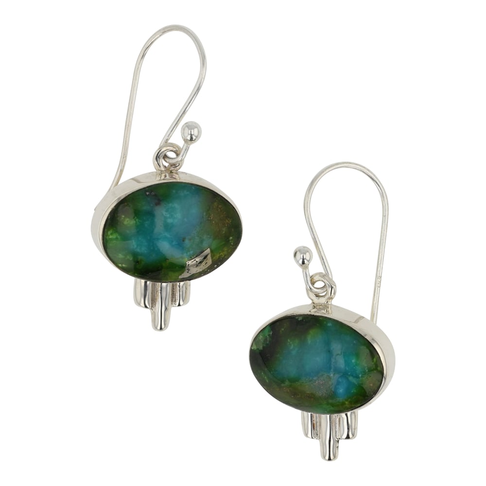 Catheryn Webster Navajo Sonoran Gold Turquoise Earrings: Sterling Silver | Genuine Sonoran Gold Turquoise | Catheryn Webster Navajo Sonoran Gold Turquoise Earrings | Navajo Native American Southwest Indian Jewelry | Good (no breaks or damages) | Approximate