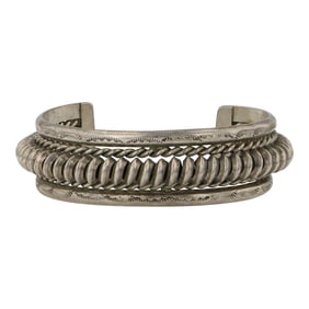 Vintage Navajo Plain Silver Half round Wire Bracelet
