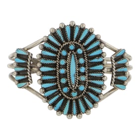 Jerry & Wilma Begay Navajo Sleeping Beauty Turquoise Cluster Bracelet