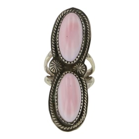 Navajo Pink Conch Two Stone Ring