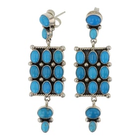 Carol Wyllie Navajo Kingman Turquoise Earrings