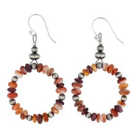 Navajo Oxidized Beads & Spiny Oyster Earrings