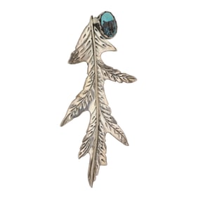Vintage Navajo Turquoise Leaf Pin