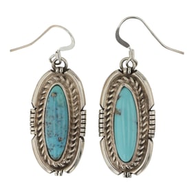 Eddie Secatero Navajo Compitos Turquoise Earrings