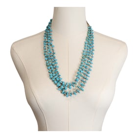 Navajo Vintage Turquoise & Shell Four Strand Necklace