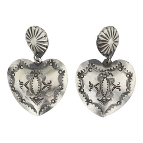 Navajo Plain Silver Stamp-Work Earrings