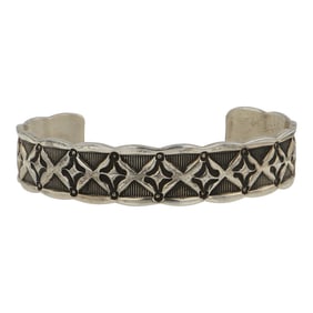 Elroy & Bernadine Chavez Navajo Stamp-Work Cuff Bracelet