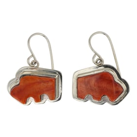 Navajo Spiny Oyster Buffalo Earrings