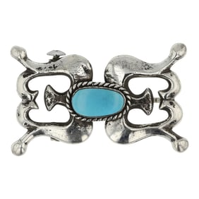Navajo Compitos Turquoise Sandcast Belt Buckle