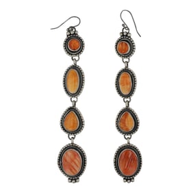 Randy Billy Navajo Spiny Oyster Long Graduated Earrings