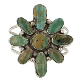 Gilbert Nez Navajo Menassa Turquoise Cluster Bracelet