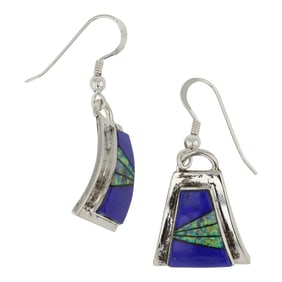 Navajo Lapis & Synthetic Opal Inlay Earrings