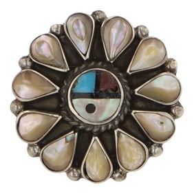 Zuni Turquoise Coral & Shell Inlay