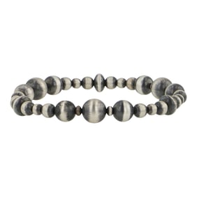 Navajo Oxidized Beads Mixed Sizes Stretch Bracelet