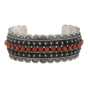 Ray Bennett Navajo Mediterranean Coral Row Bracelet