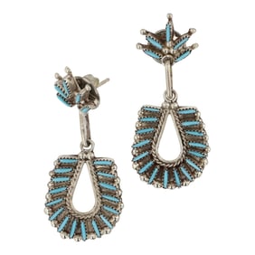 Zuni Vintage Sleeping Beauty Turquoise Needlepoint Earrings