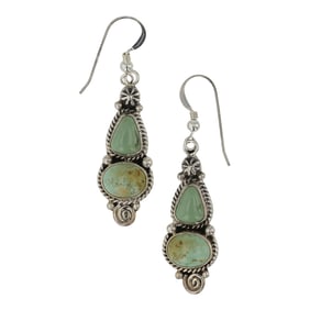 Eula Wyllie Navajo Emerald Valley Turquoise Earrings