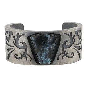 Randy Billy Navajo Spiderweb Turquoise Small Wrist Size Cuff Bracelet