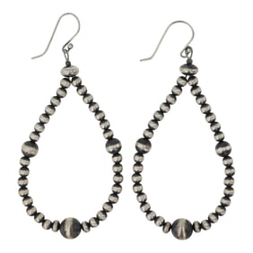 Navajo Oxidized Beads Hoop Earrings