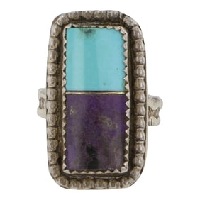 Vintage Navajo Turquoise & Charoite Ring