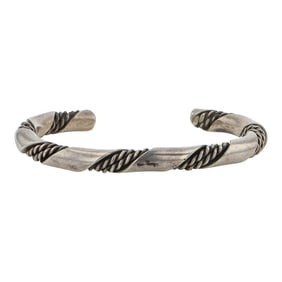 Vintage Navajo Plain Silver Braided Wires Bracelet