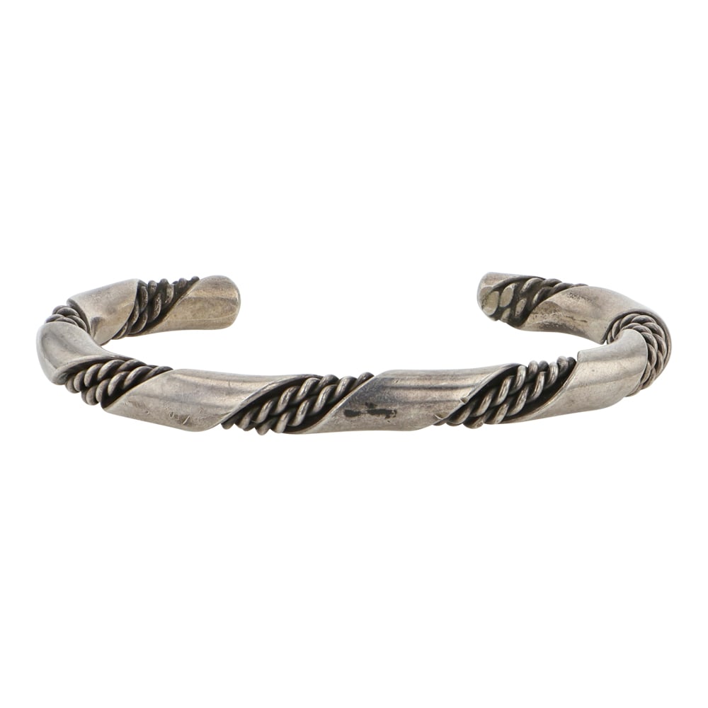 Vintage Navajo Plain Silver Braided Wires Bracelet (1 of 3)