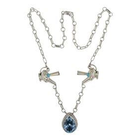 RB Navajo Turquoise & Synthetic Topaz Lamp Necklace