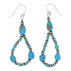 Navajo Oxidized Beads & Kingman Turquoise Earrings