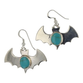 Dakotah Willie Navajo Compitos Turquoise Bat Earrings