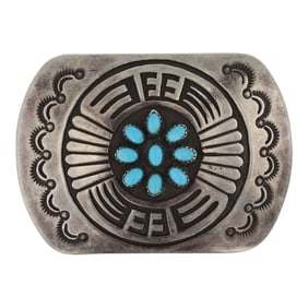 Rosco Scott Navajo Sleeping Beauty Turquoise Belt Buckle