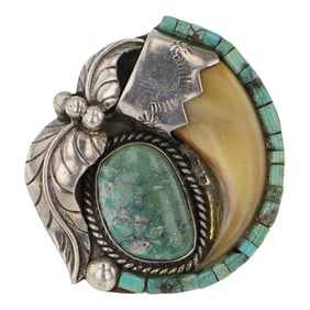 Vintage Navajo Nevada Turquoise Bear claw Ring