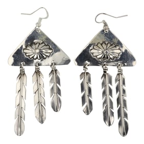 Navajo Plain Silver Feather Earrings