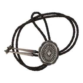 Vintage Navajo Stamp-Work Bolo Tie